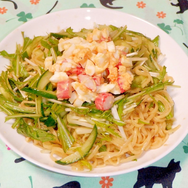 ラ王を簡単アレンジ♪冷たい卵サラダラーメン